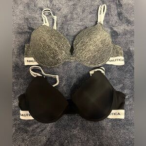 2 Nautica Bras Gray and Black 38C